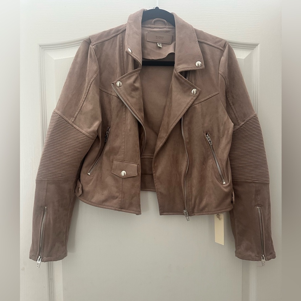 Blank NYC Taupe Suede moto Jacket M - Picture 2 of 7
